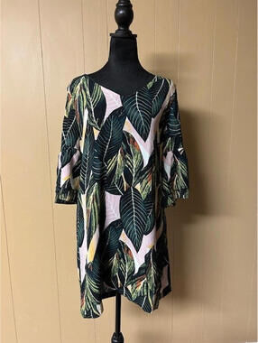 Size S – Belongsci Green Leaf Print Dress